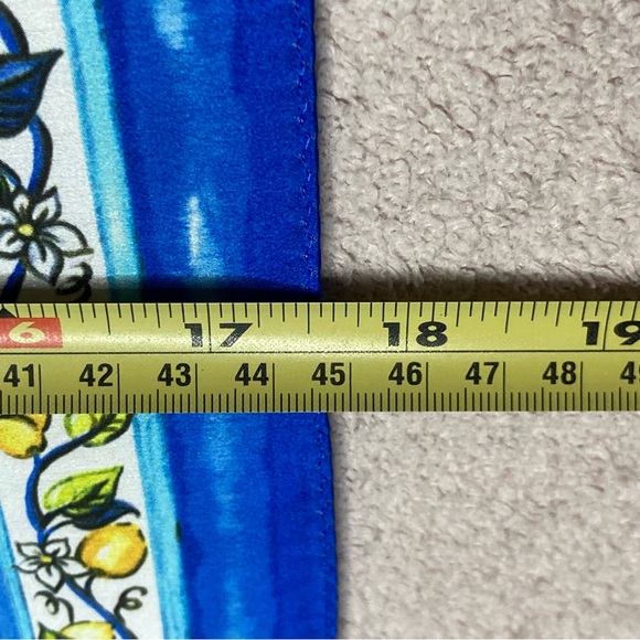 Vintage Brighton Silk 18” Square Women’s Scarf Blue/Yellow Lemon Italian Med - Picture 8 of 8